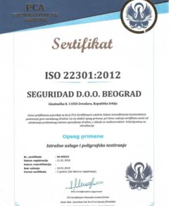 Seguridad sertifikat iso 22301